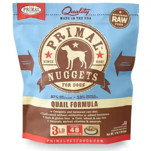 Prml Frz Raw Quail Nugg 3# Dog