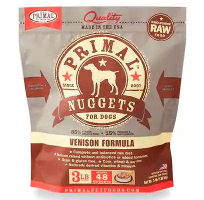 Raw Frozen Canine Venison Formula Nuggets Dog Food 3-lb
