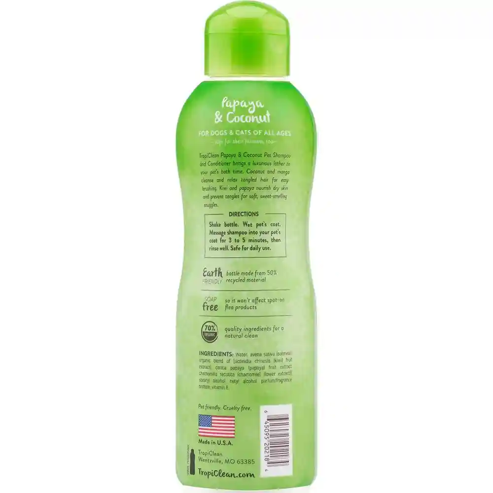 Shampoo & Conditioner Papaya & Coconut Luxury 2-in-1 Cleansing Formula For Dog & Cat 20-oz