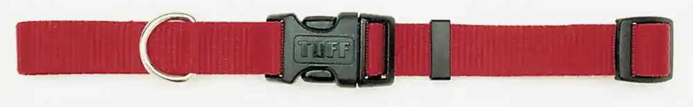 Adjustable Dog Collar With Plastic Buckle, Red, 3/4" X 14"-20"