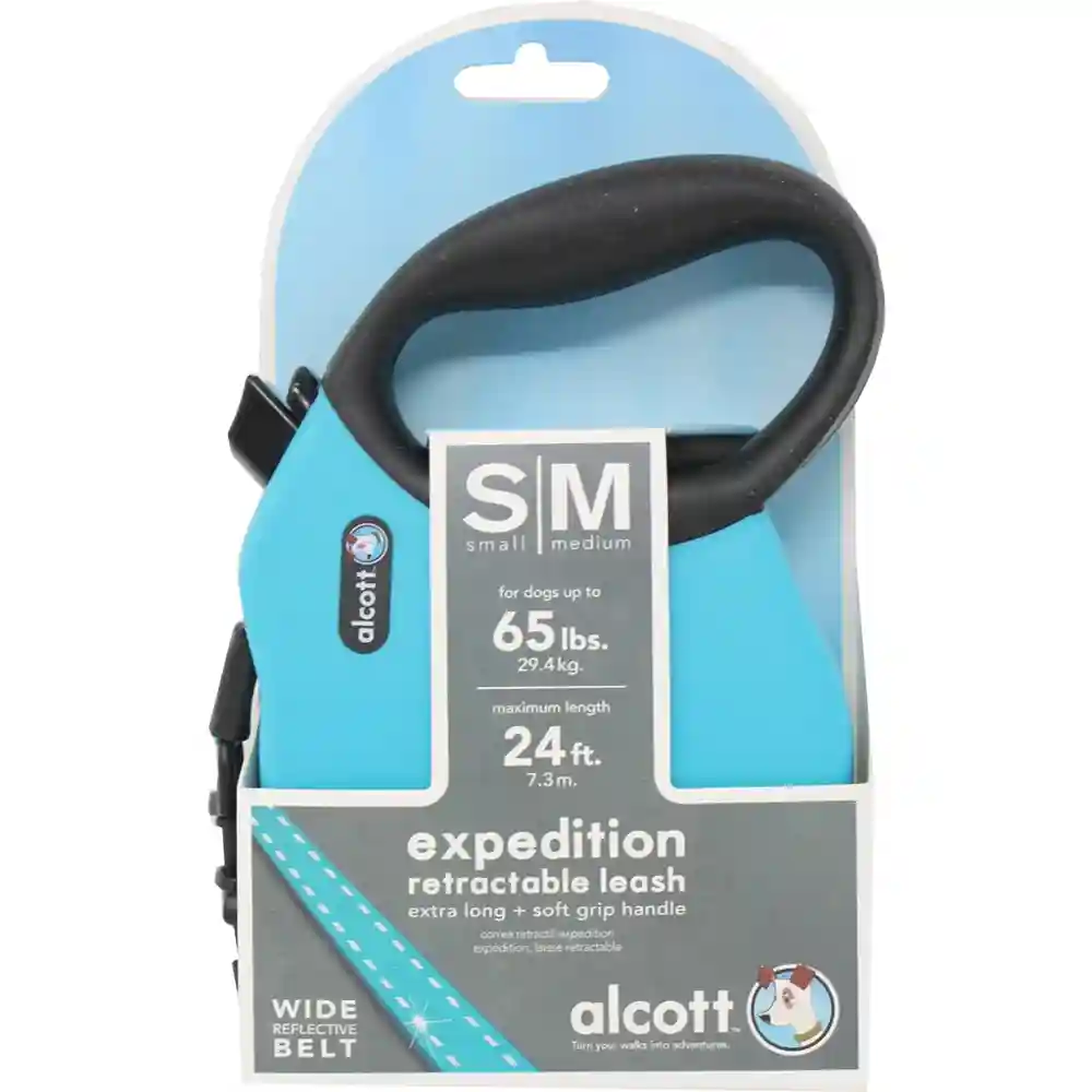 Alcott Retractable Leash Up To 65 Pounds Blue Small/medium 24