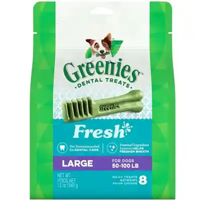 Dental Care Chews Lg Dog Treats Fresh - 12oz Pouch
