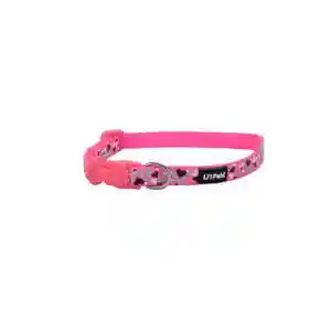 Reflective Dog Collar, Pink Heart Reflective, 3/8" X 08"-12"