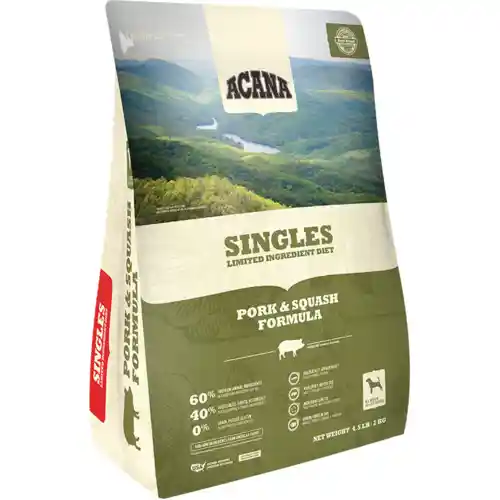 Singles Limited Ingredient Dry Dog Food, Pork & Squash, Biologically Appropriate & Grain Free 4.5-lb
