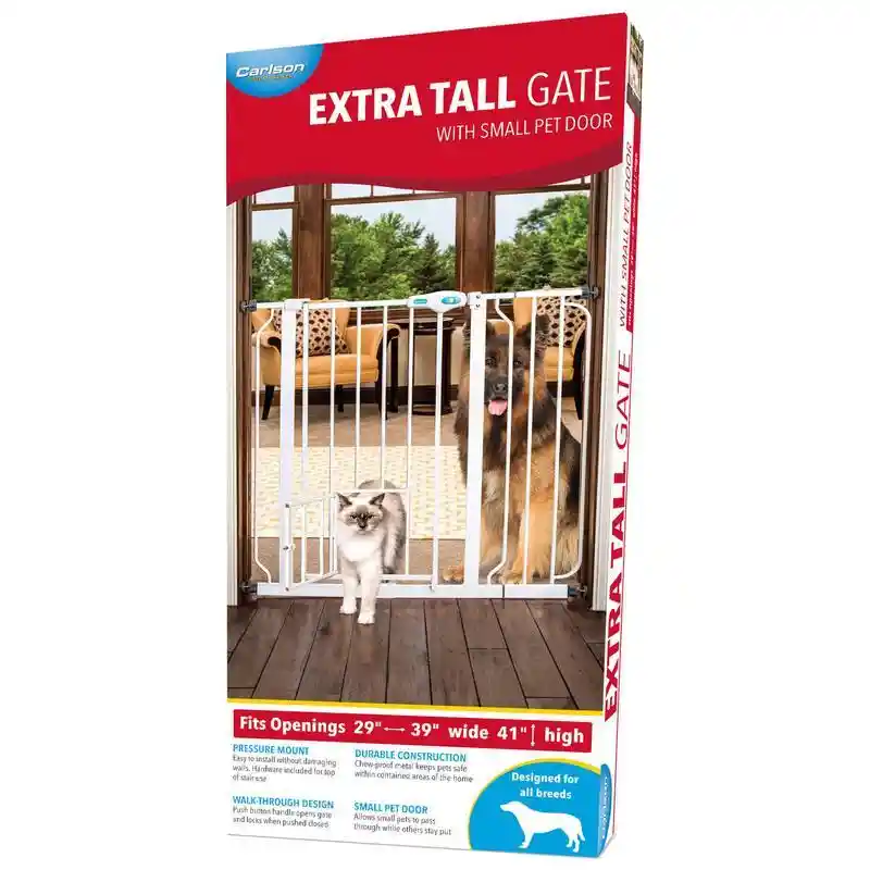 Extra Tall Walk-through Gate W/door White 29"-39"x41"
