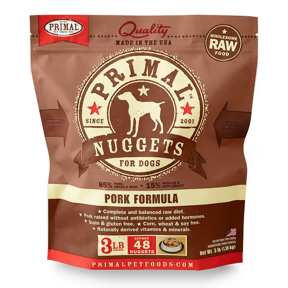 Raw Frozen Canine Pork Formula Nuggets Dog Food 3-lb