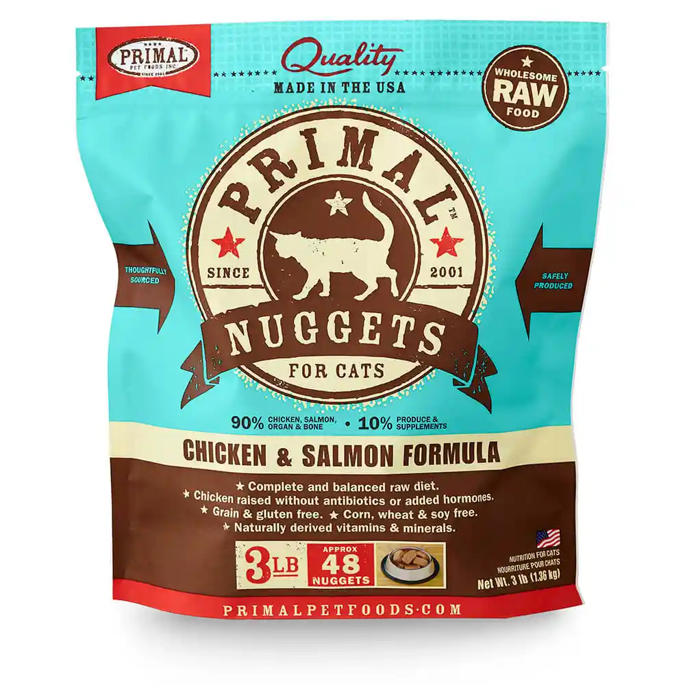 Raw Frozen Feline Chicken & Salmon Formula Nuggets Cat Food 3-lb