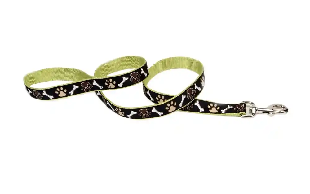 Dog Leash, Brown Paws And Bones, 1" X 06'