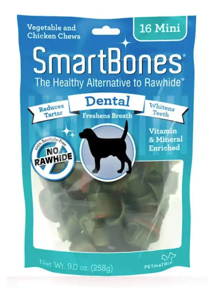 Mini Dental Chew Bones Dog Treats 16-pack