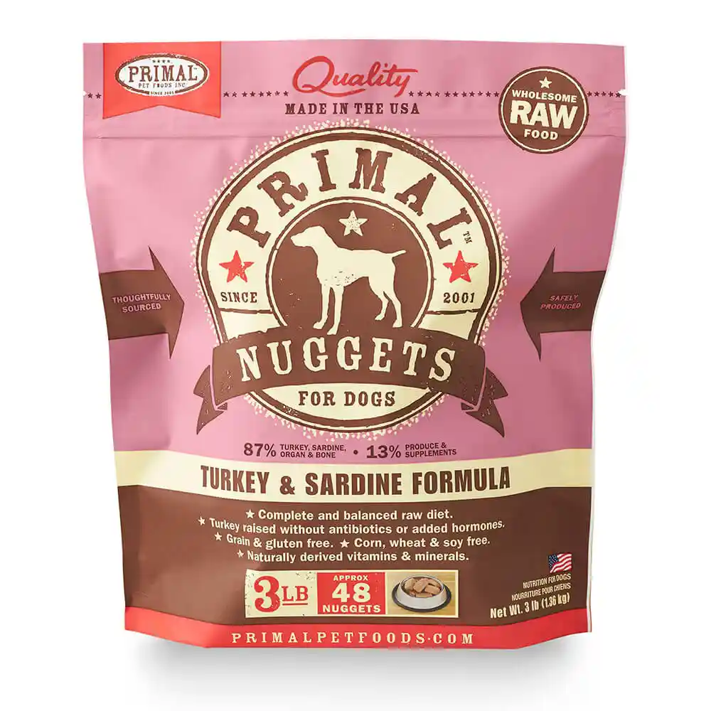 Raw Frozen Canine Turkey & Sardine Formula Nuggets Dog Food 3-lb