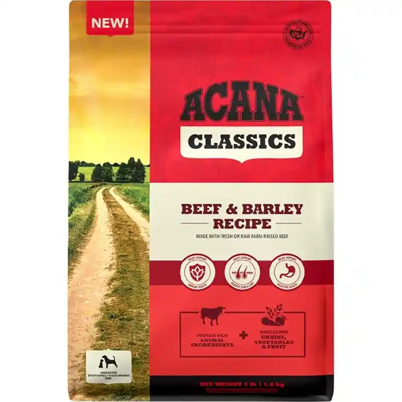 Acana Dog Classics Beef Barley 4lb 8=cs