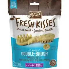 Fresh Kisses Double-brush Mint Breath Strips Grain-free Dental Dog Treats L Dog - 7 Count