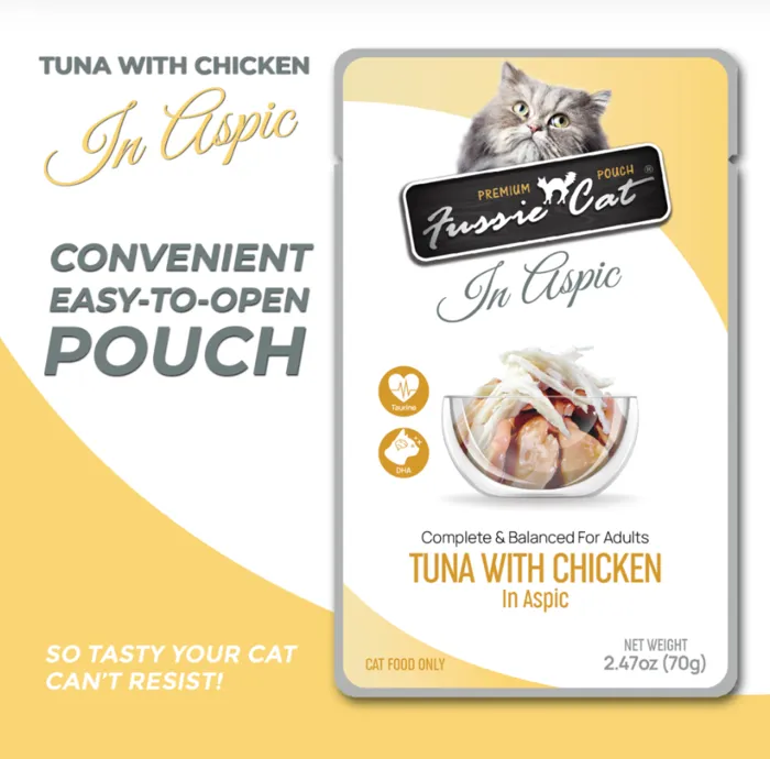 Fussie Cat Tuna & Chicken Aspic Pouch 2.47-oz