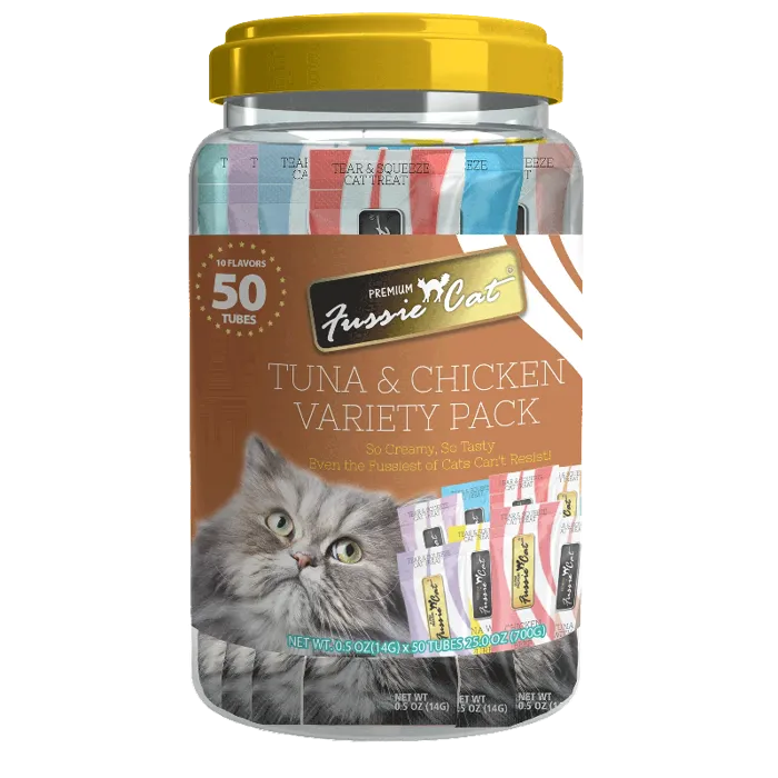 Fussiecat Puree Tuna & Chicken Variety Pack 10 Flavors 50/tub
