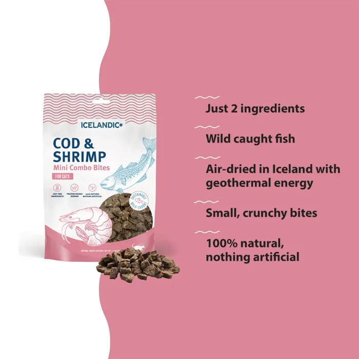 Icelandic For Cats Cod & Shrimp Combo Bites 1.7-oz