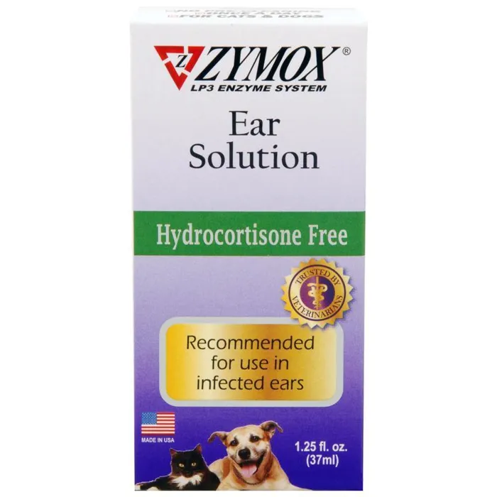 Zymox Ear Solution Hydrocortisone Free 1.25oz