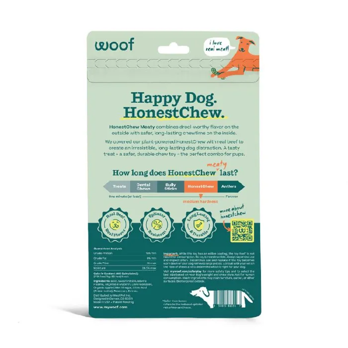 Woof Dog Toy Honestchew Meaty Ygnawt Small