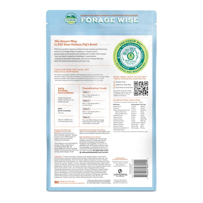Oxbow Forage Wise Adult Guinea Pig Food 4-lb