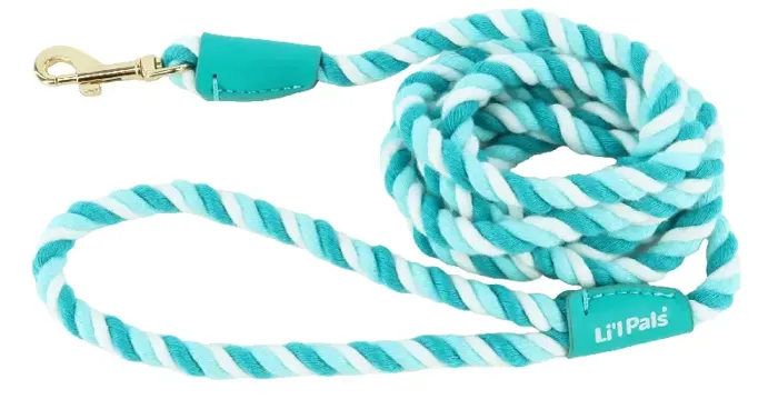 Candy Striped Rope Leash Petite - Teal