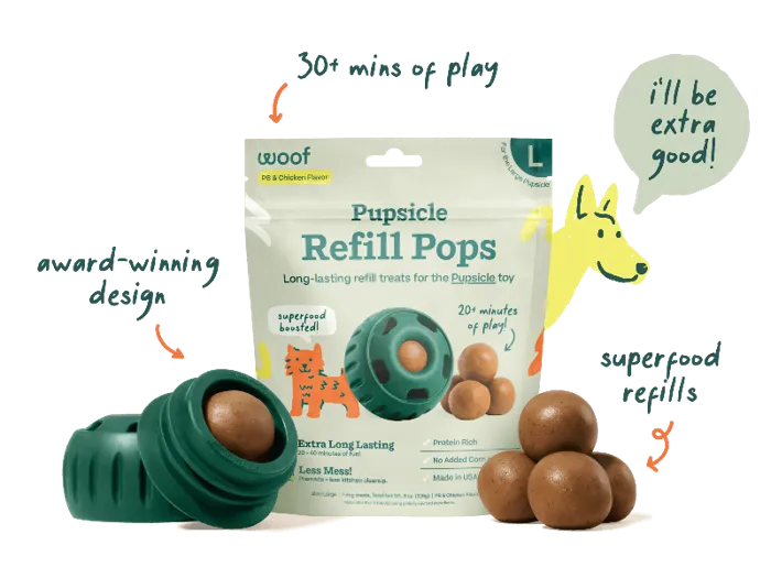 Woof Large Pop Treat Chicken Peanut Butter 9-oz