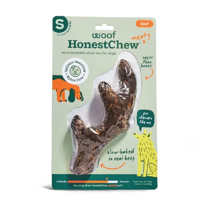 Woof Dog Toy Honestchew Meaty Beef Antler Small