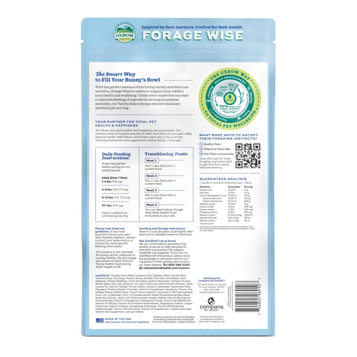 Oxbow Forage Wise Adult Rabbit Food 4-lb