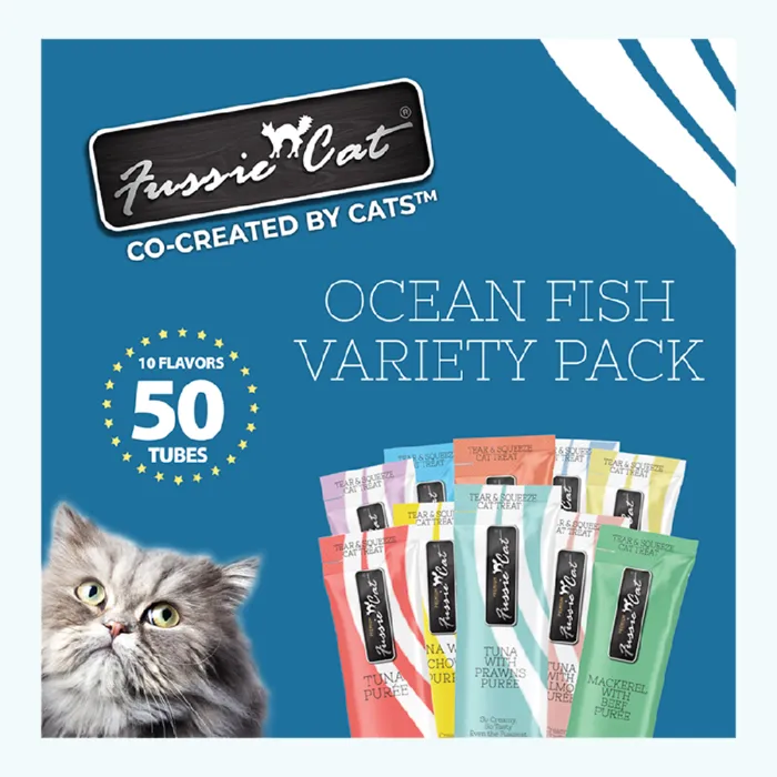 Fussie Cat Puree Ocean Fish Variety Pack 50-ct